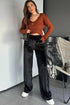 Shiny Velvet Drawstring High Waist Wide Leg Pants